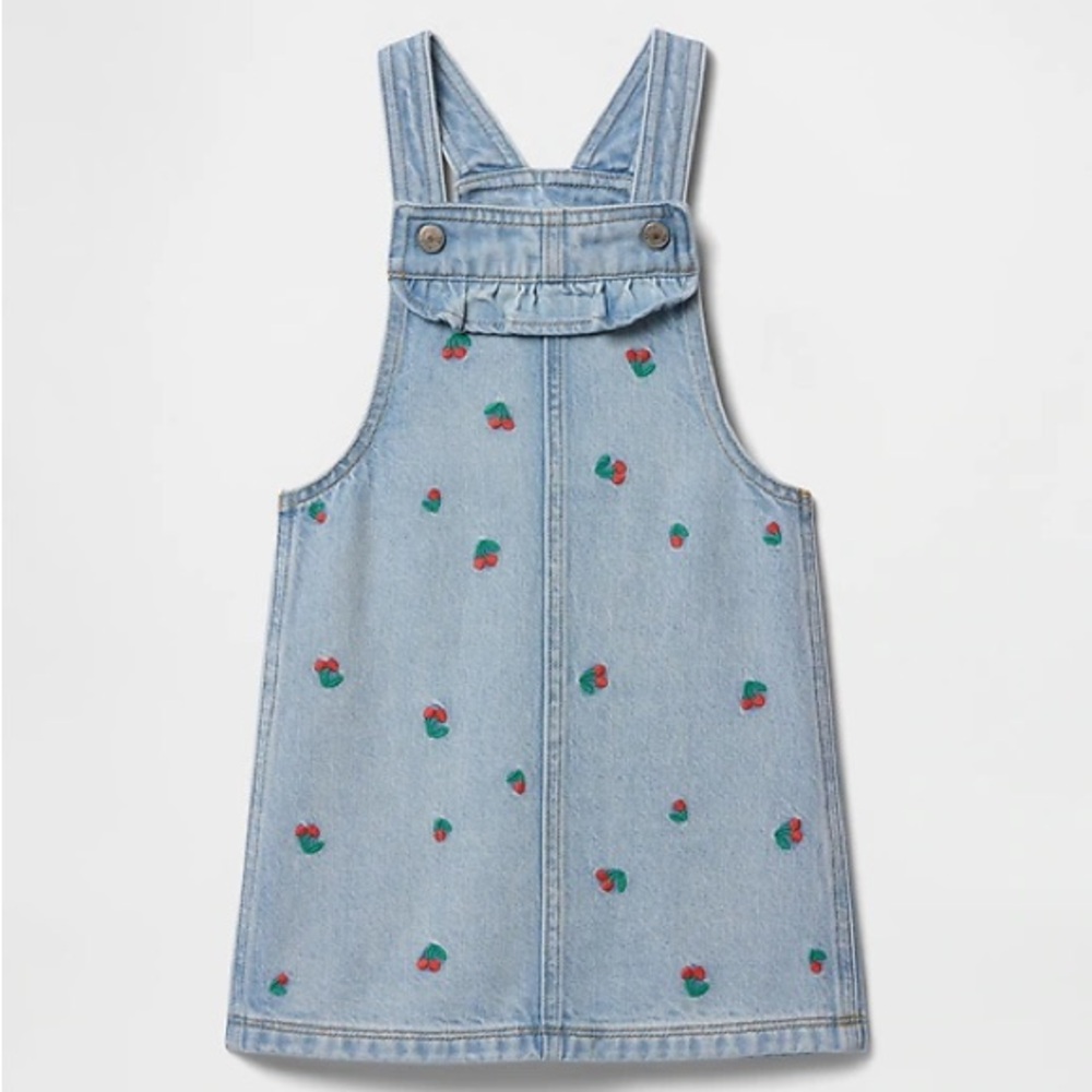 babyGap Light Wash Cherry Embroidered Ruffle Skirtall - 5T